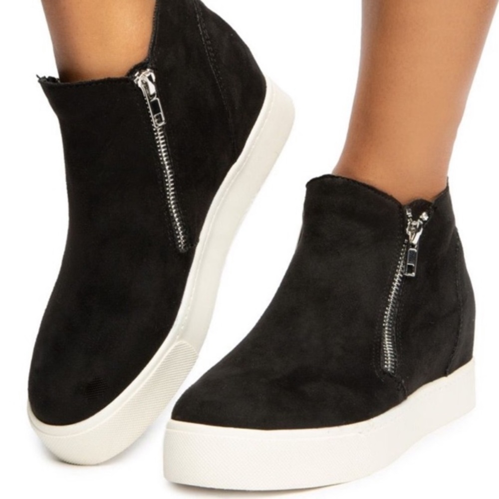 Black Hightop Hidden Wedge Sneaker - Picture 6 of 6